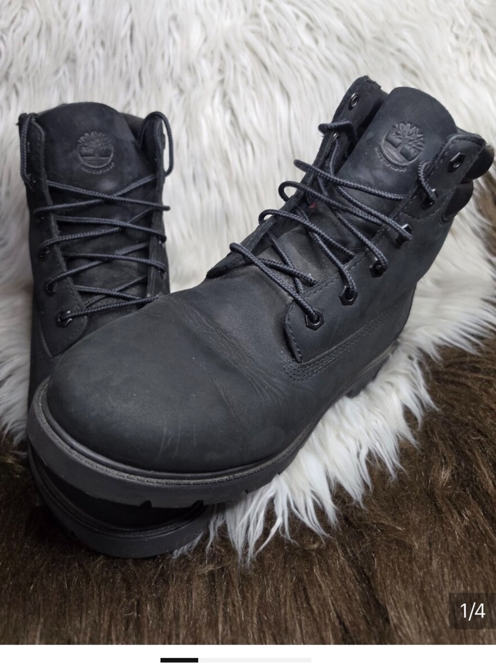 Timberland Black Leather Lace-Up Work Boot